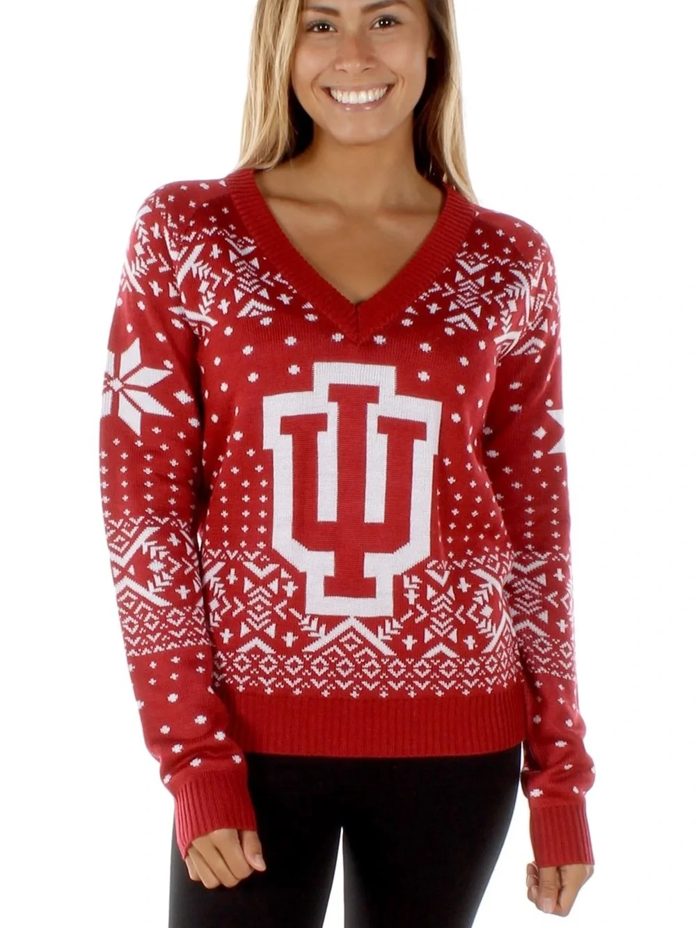 Indiana Hoosiers Ugly Christmas Sweater Medium V-neck Red Women’s